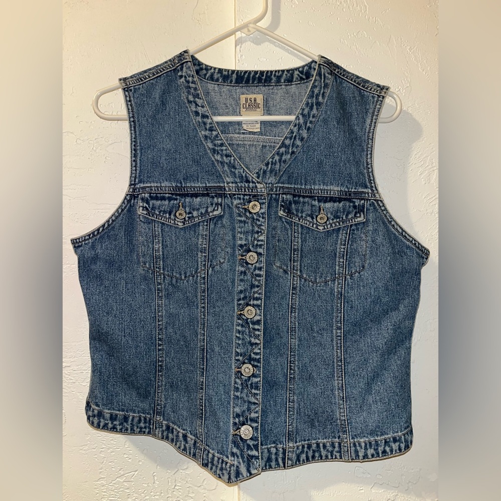 U.S.A. Classic Authentic Outfitters Vintage Jean Vest 100% Cotton